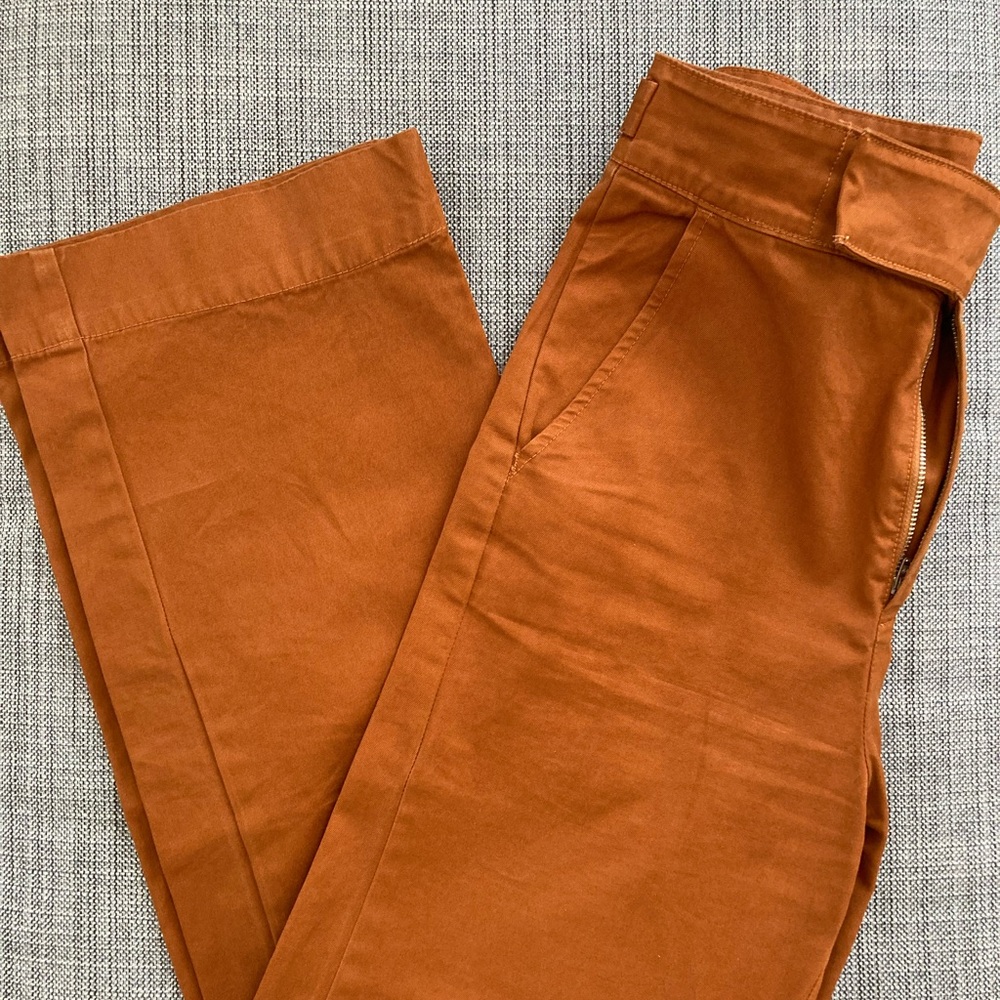 LACAUSA burnt orange high rise cotton trousers